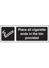 Place All Cigarette Ends in Bins Provided (White / Black)