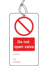 10 x Do Not Open Valve - Double Sided Tags