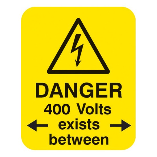 Danger - 400 Volts  Exists Between Labels