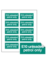 E10 Unleaded Petrol Only - Labels