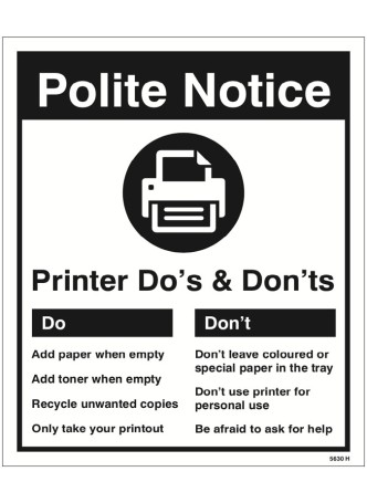 Printer - Do's & Don'ts