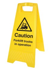 Caution - Forklift Trucks in Operation  - Self Standing Floor Sign