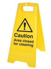 Caution - Area Closed for Cleaning - Self Standing Folding Sign