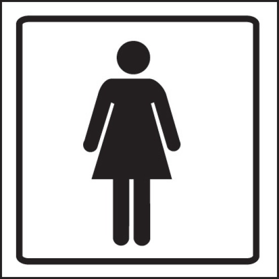 Ladies Symbol - Clear Acrylic Visual Impact Sign with Stand-off Locators