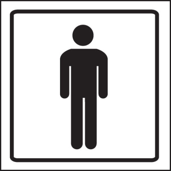 Gents Symbol - Clear Acrylic Visual Impact Sign with Stand-off Locators