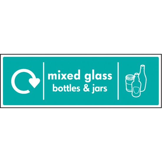 Mixed Glass Bottles & Jars - WRAP Recycling Sign