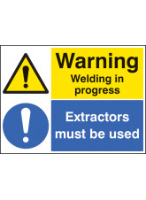 Warning Welding in Progress Extractors Must be Used