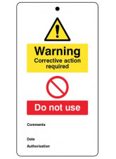 10 x Warning - Corrective Action Required - Double Sided Safety Tags