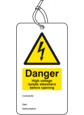Danger High Voltage Isolate Elsewhere D / S Tag (Pack of 10)