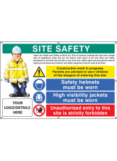 Site Safety - Helmets - Hi-vis - Unauthorised Entry Custom - Banner with Eyelets - 1270 x 810mm