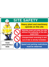 Site Safety - Heavy Plant - Vehicle Access - Reversing - Speed - Custom - Banner with Eyelets - 1270 x 810mm