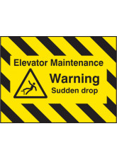 Door Screen Sign - Elevator Maintenance - Warning - Sudden Drop