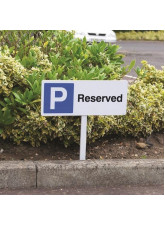 Parking Reserved - White Powder Coated Aluminium 450 x 150mm (800mm Post)