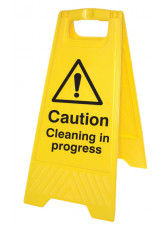 Caution - Cleaning in Progress - Self Standing Folding Sign