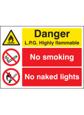 Danger LPG Highly Flammable No Smoking No Naked Lights