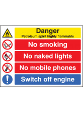 Petroleum Spirit Highly Flammable / no Smoking Etc