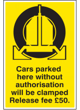 Cars Parked Clamped - Release Fee £50